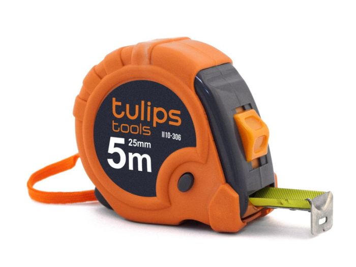 Рулетка с 3 фиксаторами Tulips tools 5 м/25 мм магнит